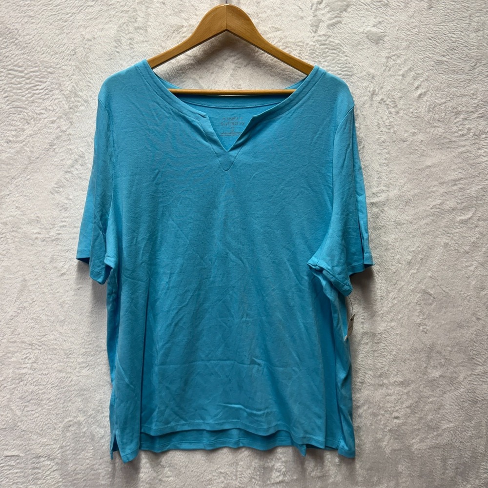 The Talbots Tee Shirt Womens 3X Blue Knit Pima Cotton Casual Everyday Wear Vaca